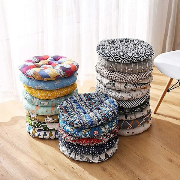 Stolsdynsset om 4 Stolsdynor för Uteplats, 40X40cm Hem, Bil, Soffa, Kontor, Tatami Dekoration, (RoundC)