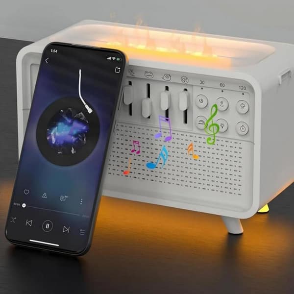 Hvid Støj Natlys Diffuser Luftfugter, Trådløs Bluetooth Højttaler, Hvid Støj Natlys Luftfugter med Lydmaskine