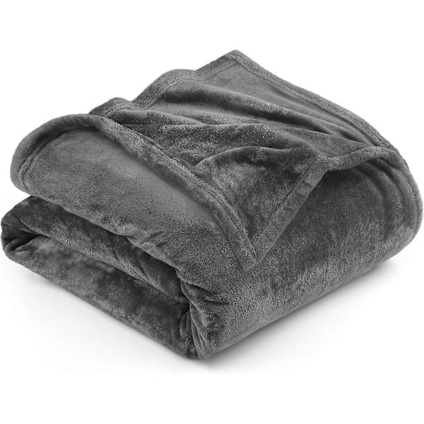 (Mørkegrå) Fleece Tæppe [180x200cm, Bordeaux] Blødt og tykt fleece tæppe til alle årstider til senge, sofaer, stole og divaner