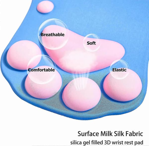 Musematte med håndleddsstøtte, ergonomisk musematte, musematte, silikon gel musematte, sklisikker base