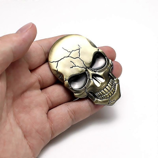 (4 stk. i børstet bronseversjon) Bilklistremerke 3D Metall Dekal Hodeskalle Punisher Planlagt Dekorasjon Logo Hodeskalle Emblem Badge Dekal