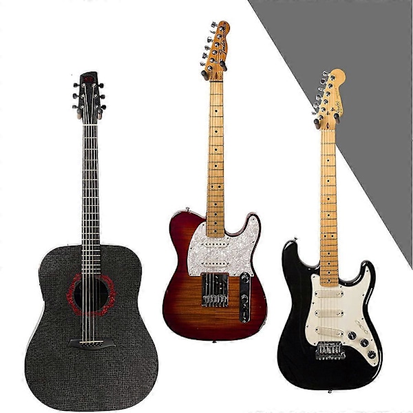 Gitarrhängare och Gitarrväggfäste Hållare för Akustiska och Elektriska Gitarrer Svart Valnöt