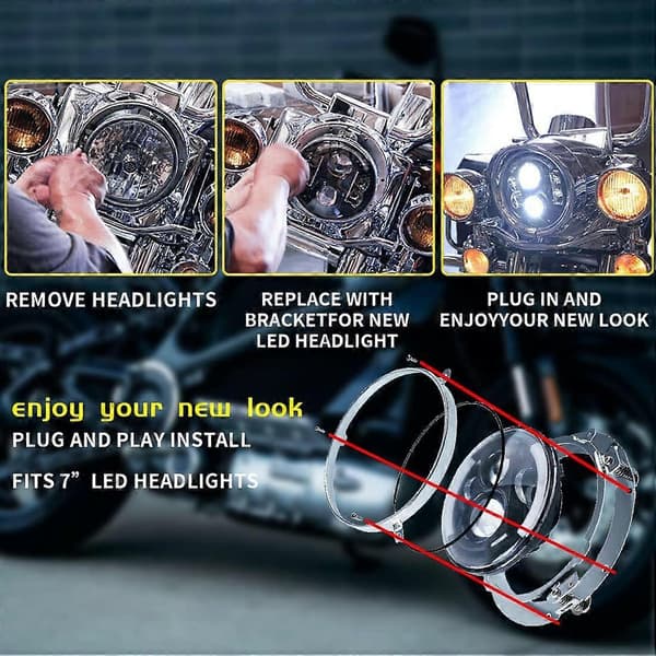 Sort 7\" Monteringsring til Motorcykel/Street Glide Forlygte