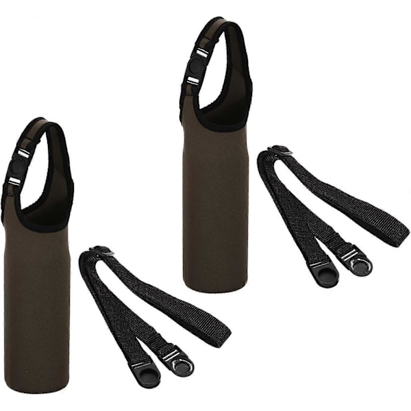67mm x 185mm Vattenflaskväska, 2-pack Portabel Isolerad Flaskhållare med Avtagbar Justerbar Axelrem, Kaffe