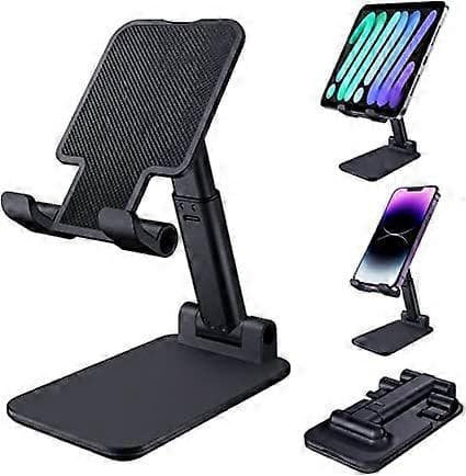 Foldbart Tablet Stativ Mobiltelefonholder til Skrivebord Kompatibel Alle Smartphones Smartphone (sort)
