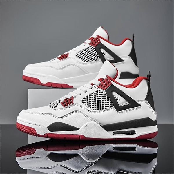 (A4rød Hvid 10 UK) Bebetter Herre Air 4 Retro Klassiske Skatesko - Sorte Fitness Træningssko til Basketball Casual Sneakers 10 UK