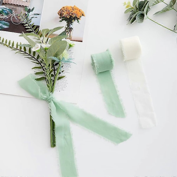 3-pack 4 cm x 4,5 m Vita Presentbandrullar för Bröllopsfestival Dekorativt Band för Presentinslagning Blombukett Bröllopsinbjudan DIY