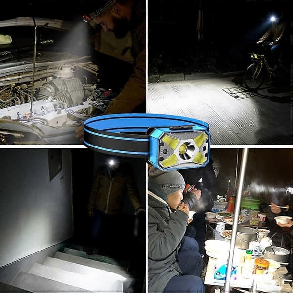 LED Pannlampa COB Sensor Rött Ljus Induktiv Hushållsmodell Typ-C Pannlampa, Blå
