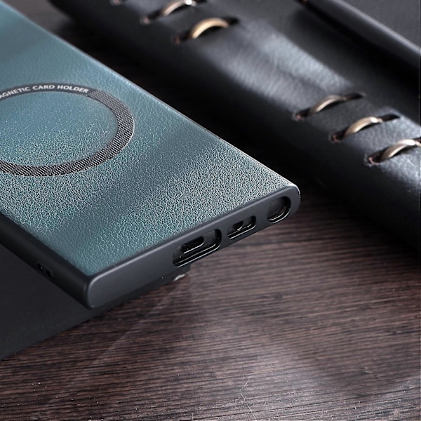 Magneettinen Magsafe-kotelo yhteensopiva Samsung Galaxy S23 Ultran kanssa, PU-nahkainen suojakuori