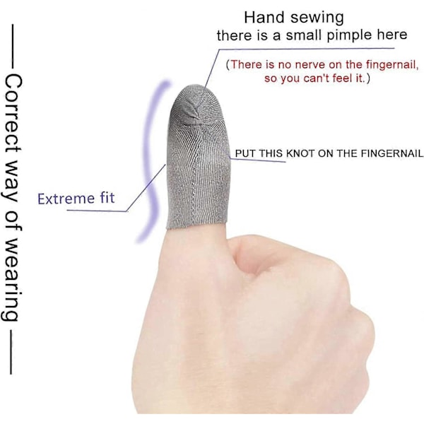 Silverfiber, 0,01\" (0,5 mm) Ultratunn, PUBG Mobile Finger Sleeve Anti-Svett Andningsbar för Högt Rankade Spelare Mobilspel Streamer iPhone/iPad/Andr