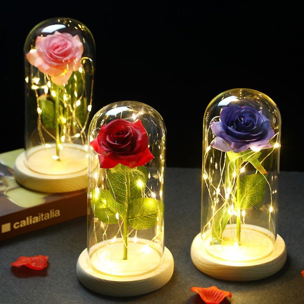 Led galaxy ros evig blomma med fairy string ljus 017