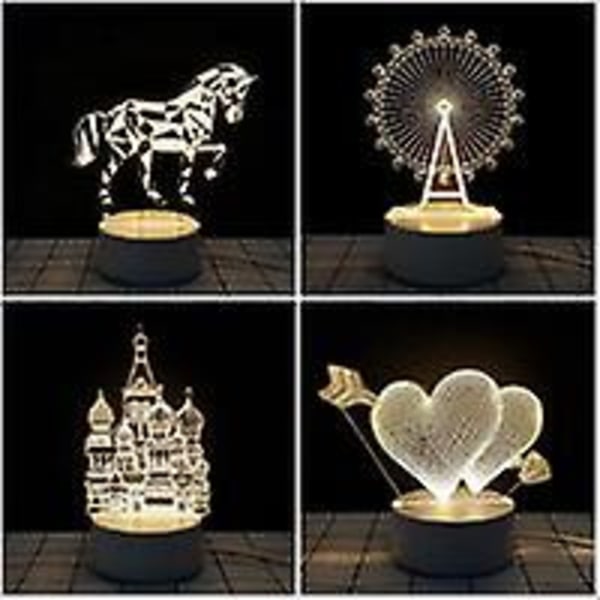 3D Lämmin LED-valo, Yövalo, USB-pöytälamppu, Makuuhuoneen LED-lamppu, Lahja lastenhuoneeseen, Luova koristelamppu - 3D-kaniini
