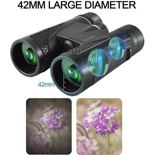 Kikkert, 12x50 HD Kikkert Voksen Kompakt Kikkert til Fuglekiggeri Sort