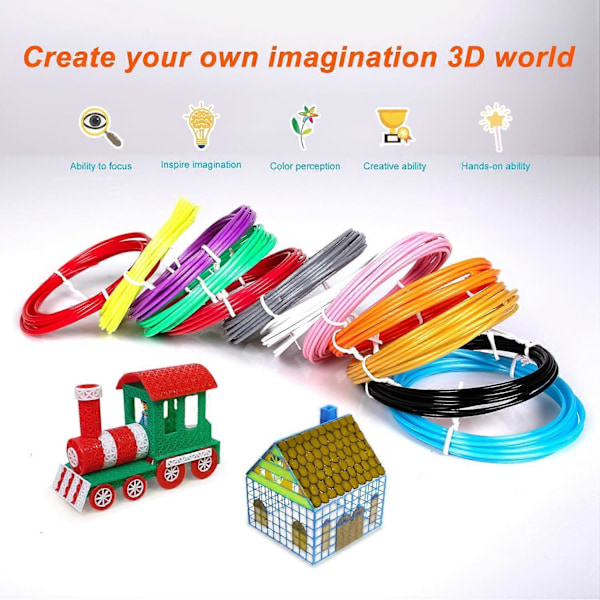 12 Färger 3D-Pennfilament Refiller för Barn 1,75mm