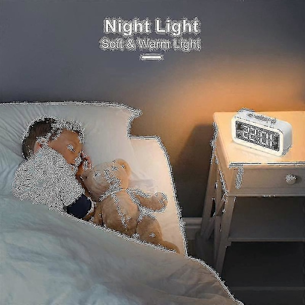 Digital väckarklocka, dimbar spegel LED-klocka (vit)