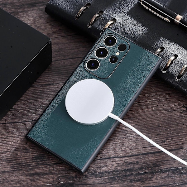 Magneettinen Magsafe-kotelo yhteensopiva Samsung Galaxy S23 Ultran kanssa, PU-nahkainen suojakuori