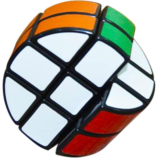 Pyöreä 2x3x3 Palapeli Kuutio Erikois Pyöreä Cubo Nopeuslelu PVC Tarrallinen Versio 66mm, Musta