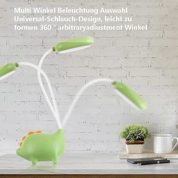 Sød Silikone Dinosaur Lampe, Ubrydelig Plastik Medium Størrelse Bordlampe, Bærbar LED Natlampe til Børneværelset med Dæmpbart Genopladeligt Batteri, Øje
