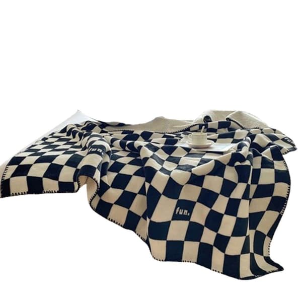 Tæppe, plaid, skakternet mønster, behageligt seng-/sofaplaid, 150 x 200 cm