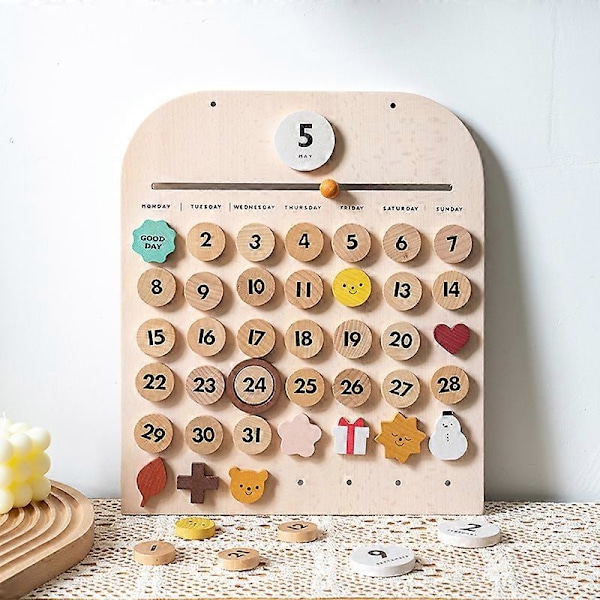 1 magnetisk kalenderornament i træ til børn