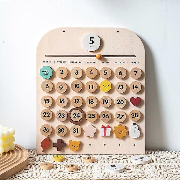 1 magnetisk kalenderpynt i tre for barn