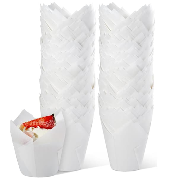 200 tulipanformede papir cupcake bakeformer til fester