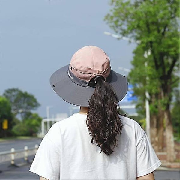 Vikbar Damhatt Bredbrättad Solhatt UV-skydd Mesh Visirhatt Perfekt för Resor Vandring Fiske Strand Trädgårdsarbete 56-58CM (Rosa)