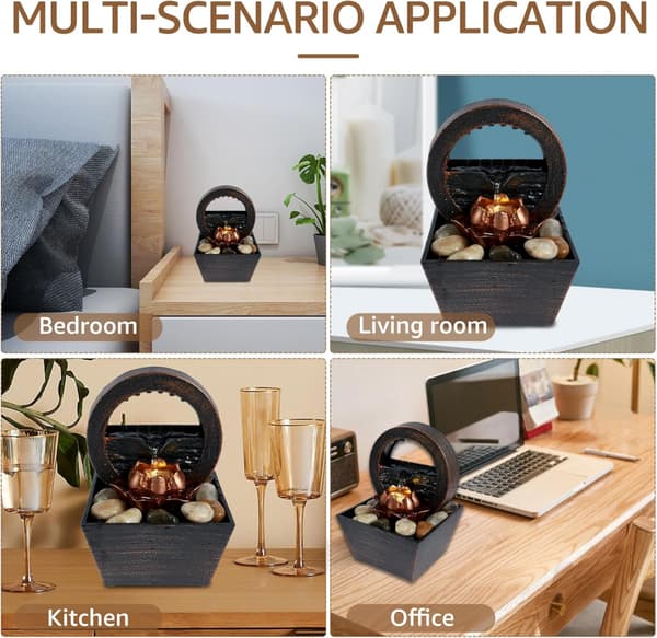 Bordsfontän för inomhusbruk med belysning, kreativt litet vattenfall