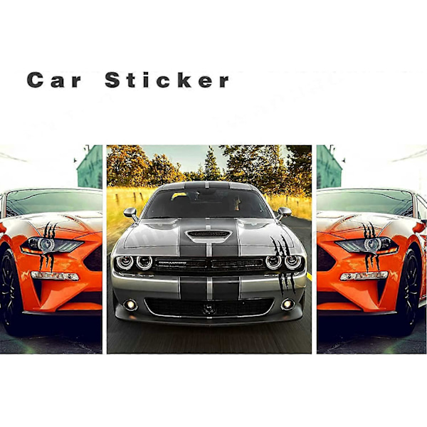 Monster Claw Sticker, 2 stk. Bilklistremerke Øyenbryn Frontlykt Klistremerker Dekorasjon Motorsykkel Dekaler Vinyl Klistremerker Estetiske Klistremerker 40*14CM (Svart)