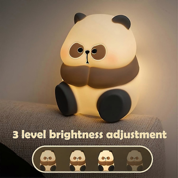 Panda Nattlampe, Kawaii Squishy Dyre Nattlampe, LED Silikon Nattlys Berøringskontroll Sovelampe for Barneromsdekorasjon