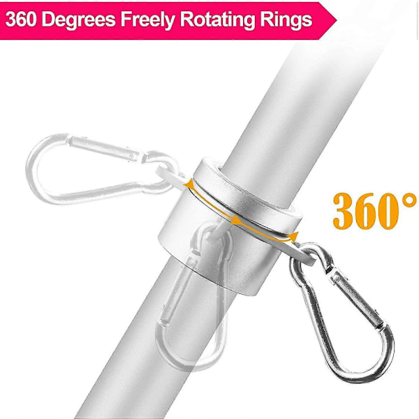 2 kpl Lipputangon Renkaat Anti Wrap Lipputangon Klipsit Kääntö 360 Pyörivät Lipputangon Lipun Asennusrenkaat (haoyi)