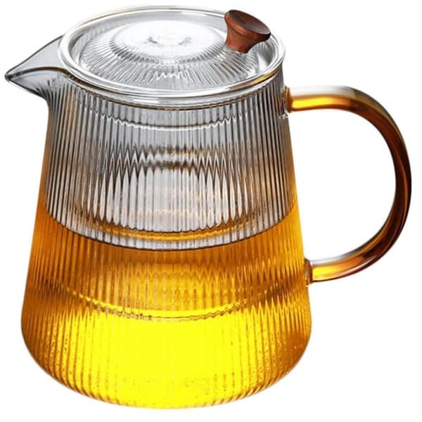Tekanna, randigt glas, förtjockad, värmebeständig (1000 ml), 1 st