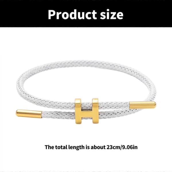 Elegant gullbelagt H-spenne armbånd med justerbart design, solid armbånd i rustfritt ståltråd for trendsettere, svart