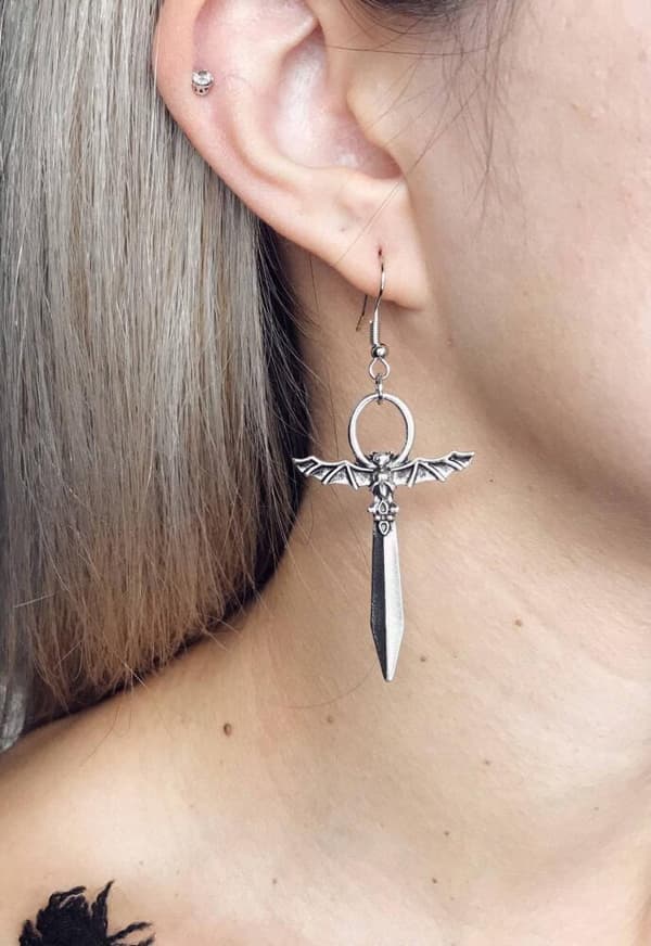 Punk Eardrop Bat Swords Vedhæng Øreringe Gotiske Flagermus Øreringe Halloween Gave