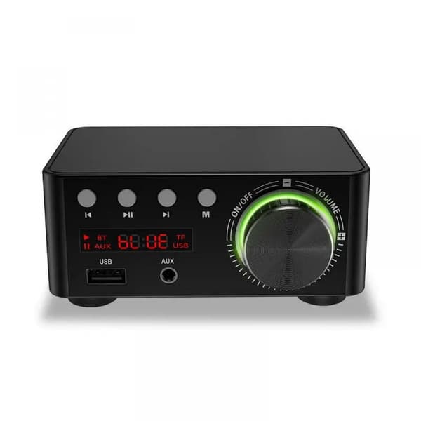 50W + 50W 100W Bluetooth 5.0 Forsterker Digital Lydforsterker Svart