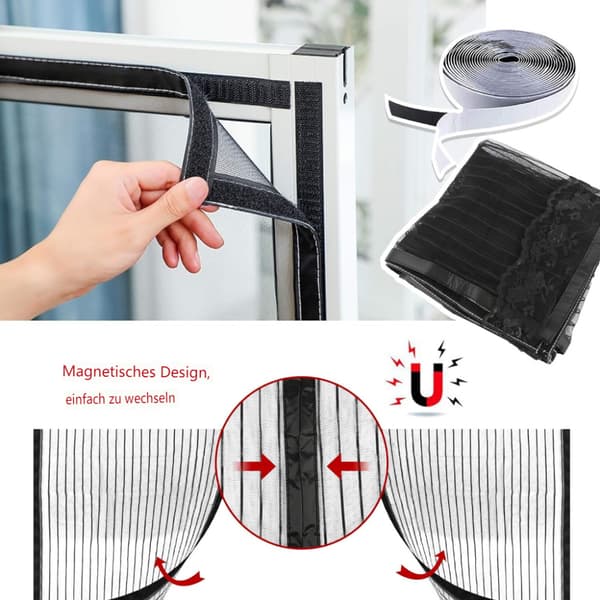 Magnetisk fluenet til vinduer (120 x 120 cm, hvid)
