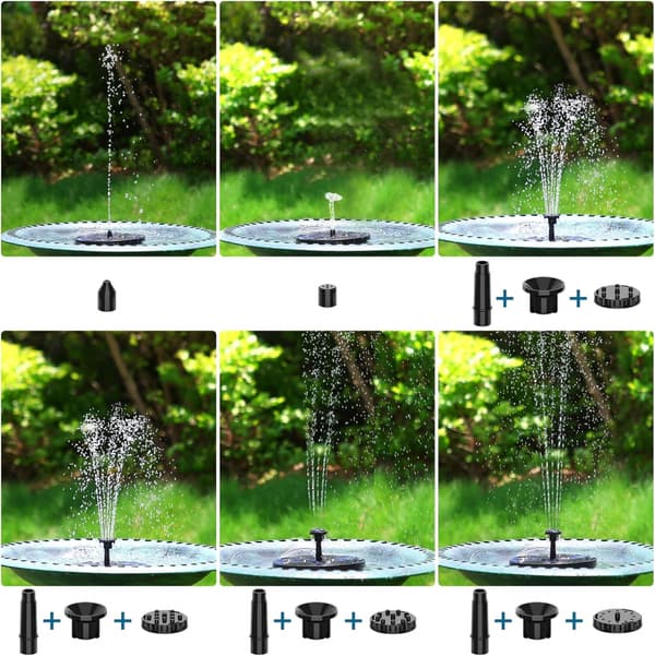 Solcellsdriven fontän, 1,4w solcellsdriven dammpump med 4 effekter | Maximal 70 cm höjd solcellsdriven vattenpump | Solcellsdriven flytande fontänpump LTV