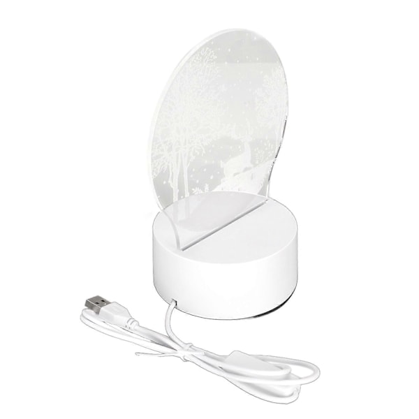 3D LED Nattlampa Lampfot med Akryl USB-driven LED Dekorativ Lampfot för Sovrum Vardagsrum Dekoration Rådjur i Snön