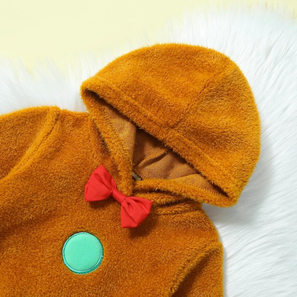 Toddler Baby Pojke Flicka Juldräkt Pepparkakor Man Hooded Fuzzy Z
