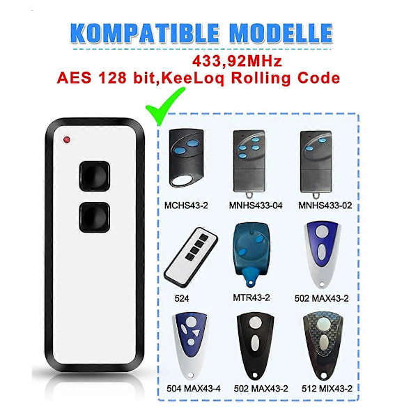 433,92 MHz Fjärrkontroll för Garageport, för NOVOTRON 502 MAX43 2, MINI, Garageportsöppnare
