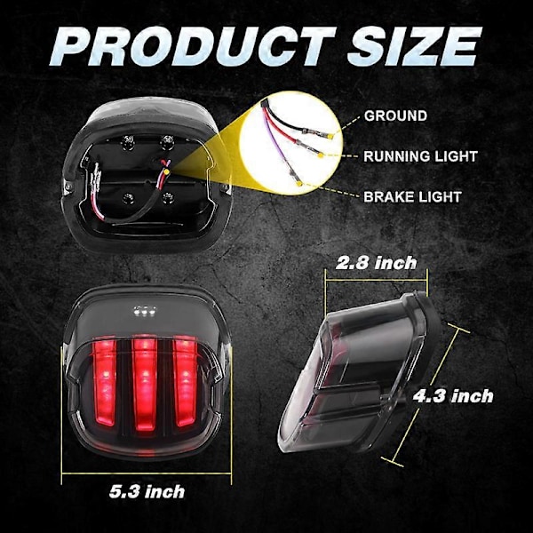 (Svart) Rökfärgad Lins, LED Broms Bakljus För Harley Sportster XL883 XL1200 Fatboy Softail Road License Running Tail Bromsljus Motorfordonsbelysning