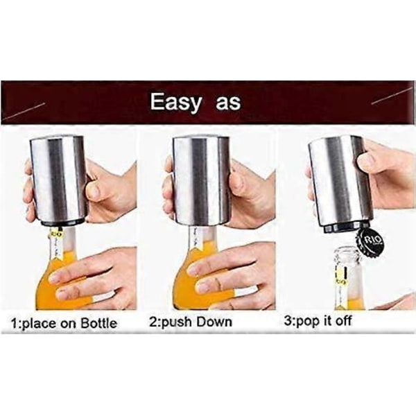 2-pack Magnetiska Flasköppnare - Rostfritt Stål Push-Down Design