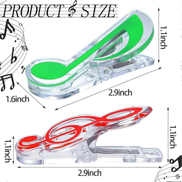 Musikpärmsklämmor, Plastmaterial, Flerfärgad Transparent, 40-pack