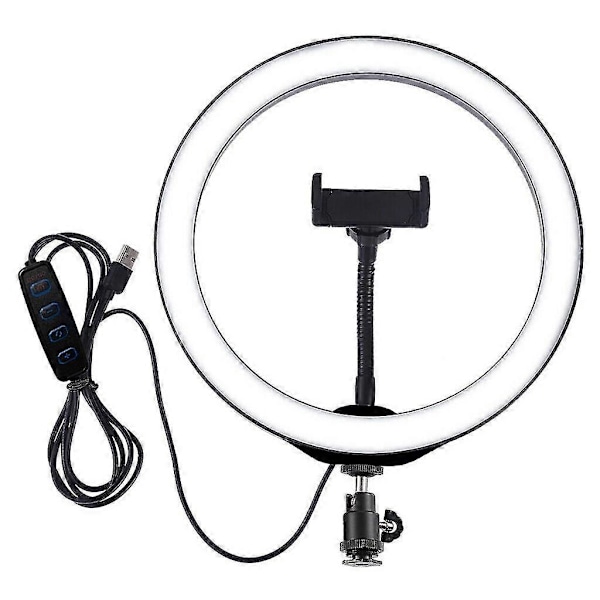 LED Ring Light med Stativ Kit, USB Dæmpbar 10 Tommer til Selfie Videoer