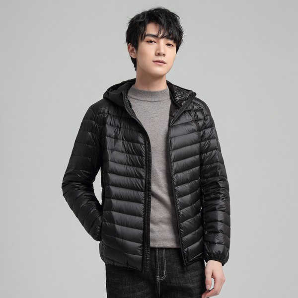 Snygg vinterjacka för män Varm lättviktig casual -ytterkläder svart XL