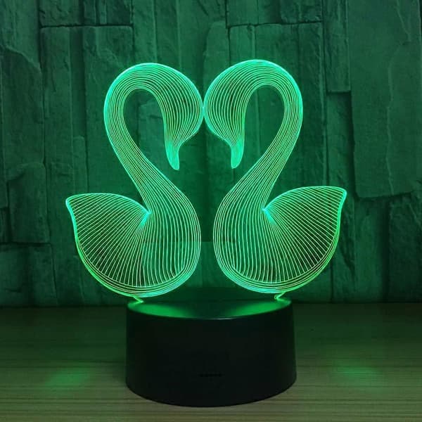 SBSG 3D Illusion Lampa LED Svan Nattlampa Djurleksaker för Kärlekspar