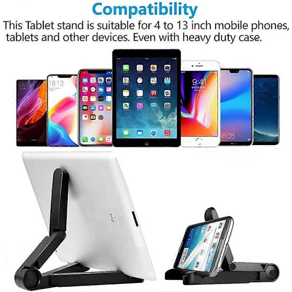 Bordstativ for nettbrett, justerbart bærbart nettbrettholderstativ for iPad Samsung Galaxy og Kindle Fire-nettbrett, bordtelefonholder for iPhone 13 12 1