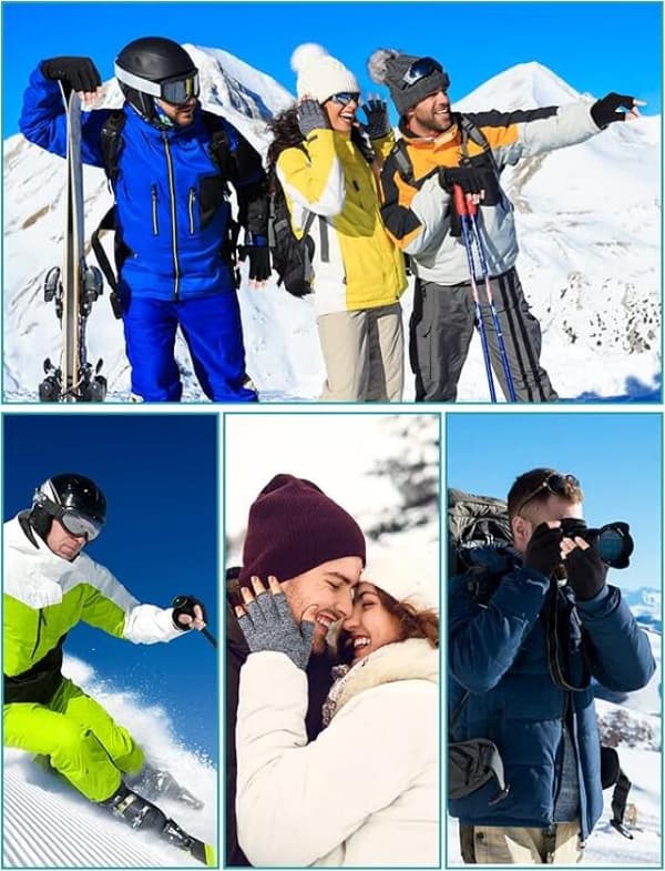 Vinter Halkfria Fingerlösa Handskar, Termiska Halvfingerhandskar, Halkskyddande Sporthandskar, Varma Stretchiga Stickhandskar för Mig