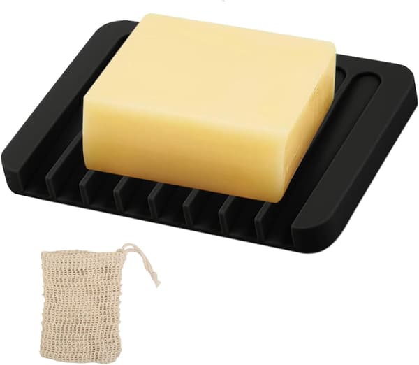 1 stk silikon såpeskål, svart såpeskål