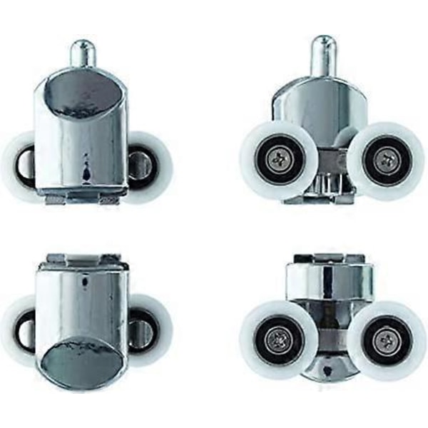 23mm Dusjdør Hjul Ruller Topp og Bunn (2-pakning) Sink Legering - Krom - Leveres med Vindusnal